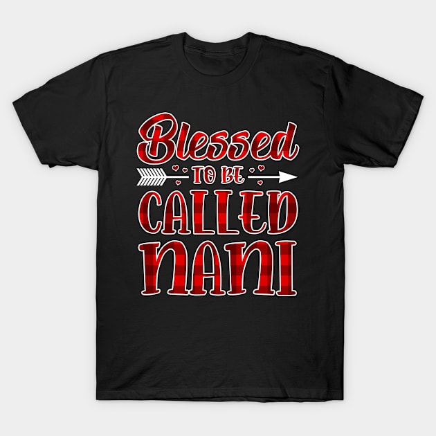 Blessed To Be Called Nani Plaid Pattern Grandma Christmas T-Shirt by gaustadabhijot